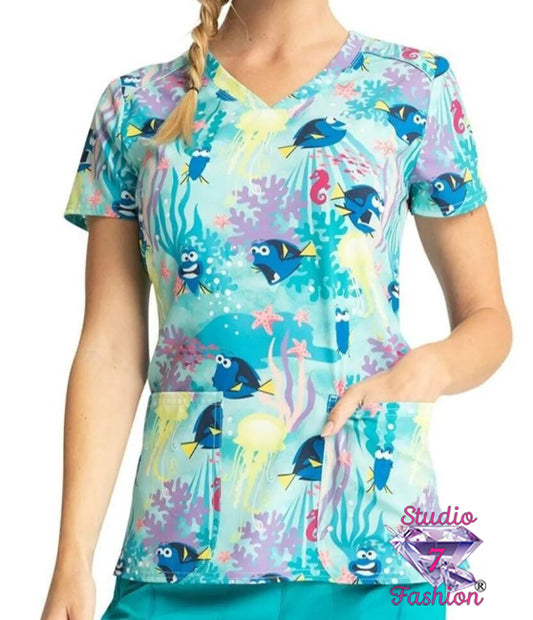 Keep On Swimming Scrub Top