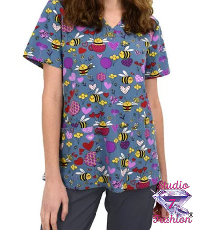 What's The Buzz Scrub Top