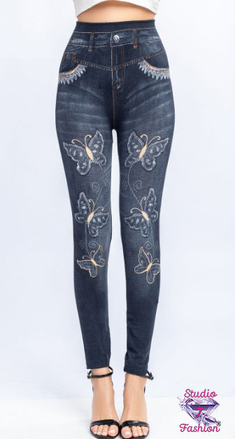 Fly Away Butterfly Leggings Grey