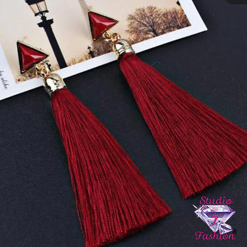 Luxurious Ruby Tassel Earrings