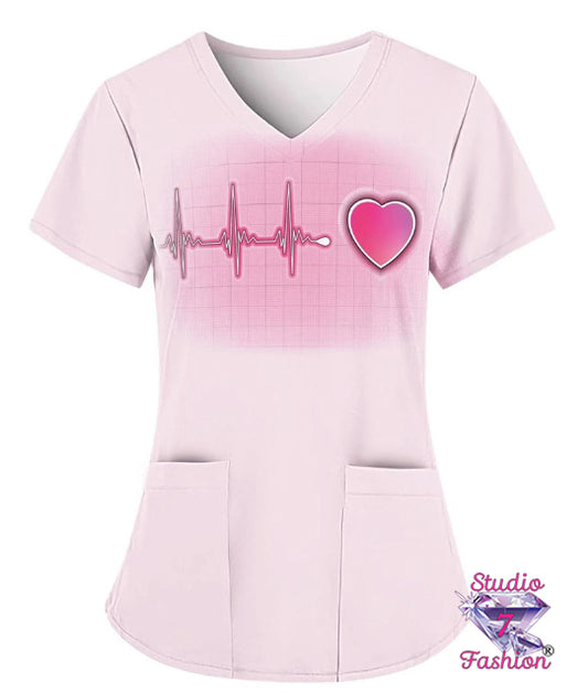 My Heart Beats Scrub Top