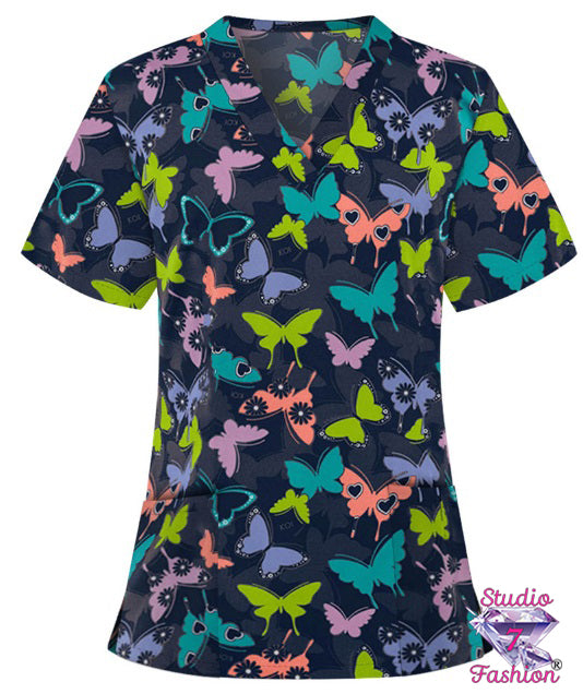 Butterflies Galore Scrub Top