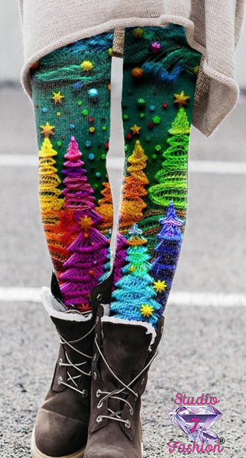 Multicolor Christmas Tree Leggings