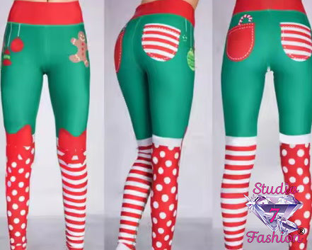 Santa's Elf Leggings (Size XL)