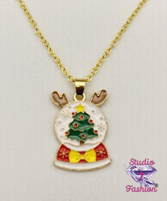 Christmas Snow globe Necklace