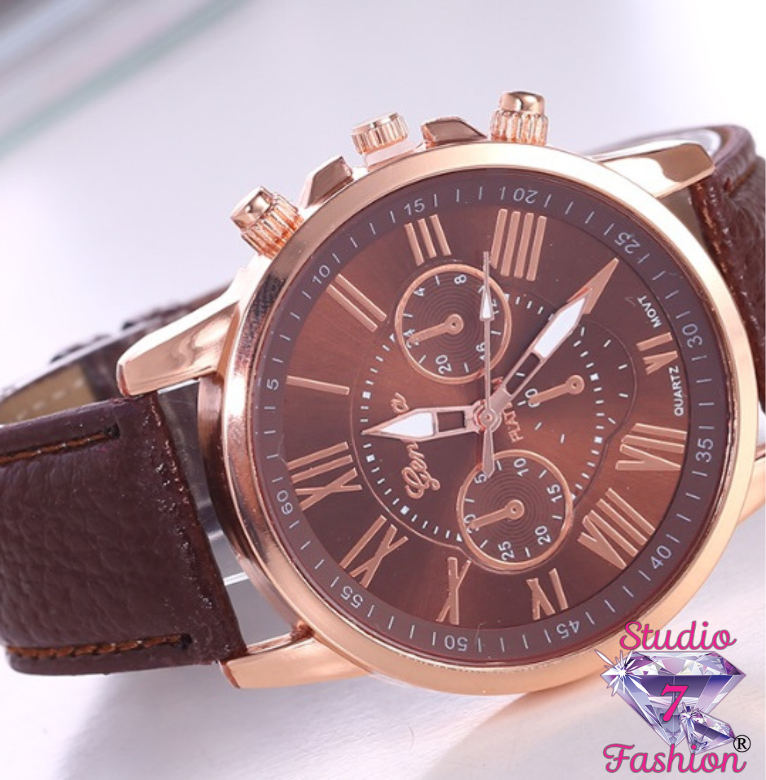 Exquisite Coffee Leather Watch