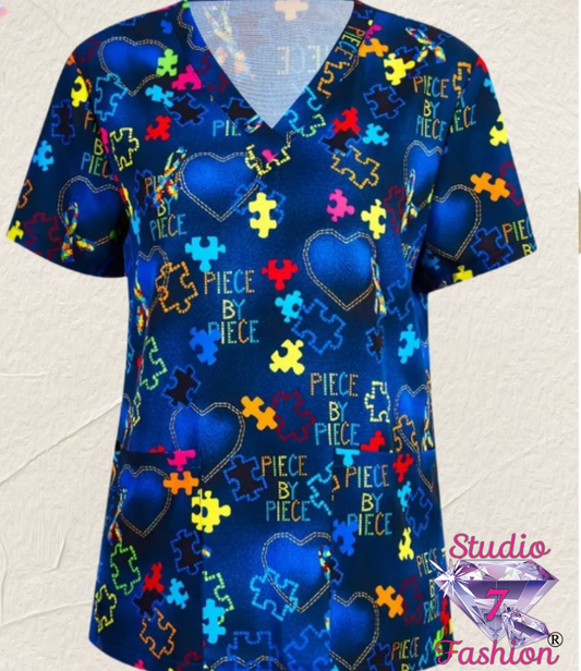 Autism Support Scrub Top