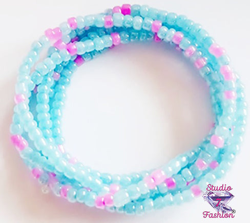 Baby Blue Beaded Wrap Bracelet