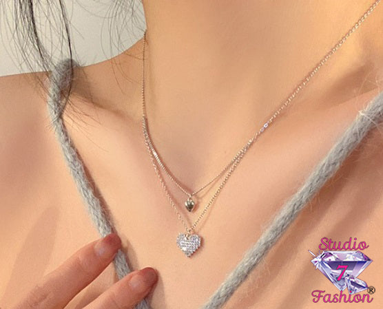 Double Heart Sparkle Necklace