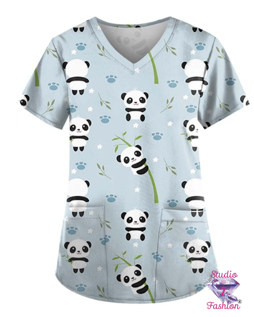 Happy Pandas Scrub Top