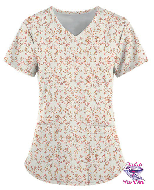 Floral Vines Scrub Top