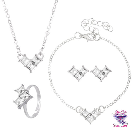 Crystal Love Necklace, Bracelet, Ring & Earrings