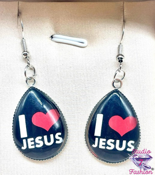 I Love Jesus Ebony Earrings
