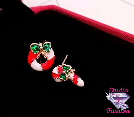 Wreath and Candy Cane Earrings
