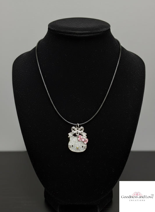 Sparkle Kitty Bow Necklace