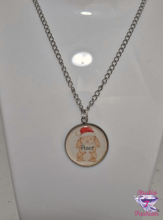 Peaceful Santa Bunny Necklace