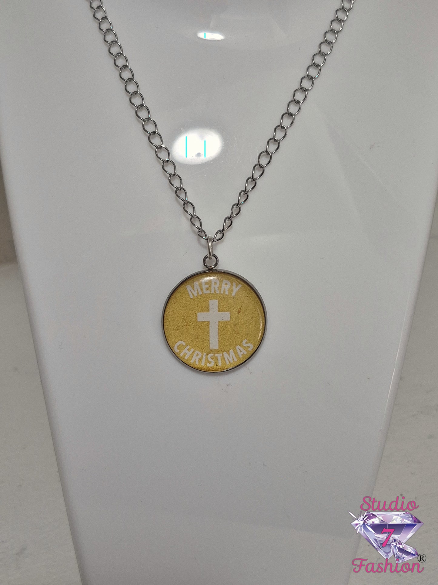 Golden Light Christmas Cross Necklace