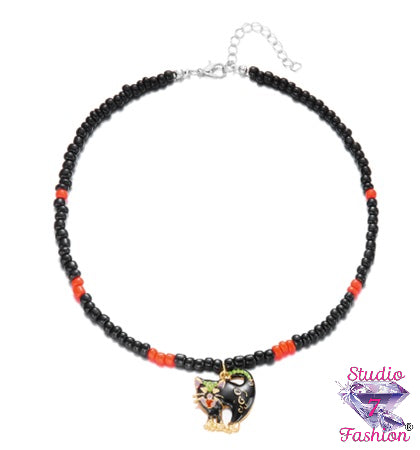 Midnight Whiskers Beaded Necklace