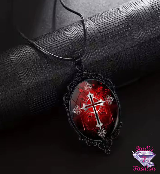 Crimson Divinity Cameo Necklace