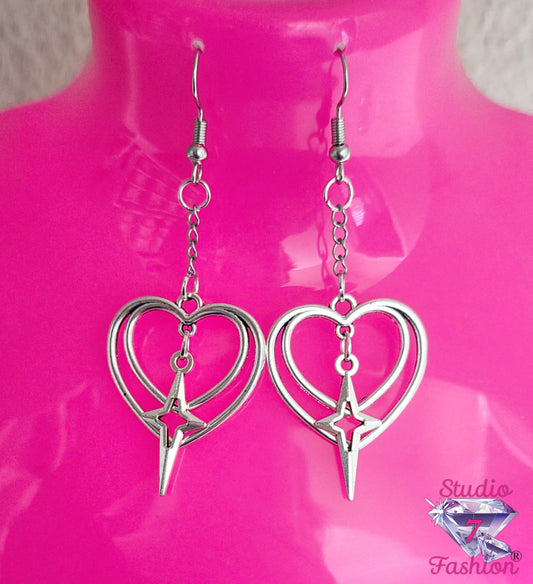 Stellar Heart Drop Earrings