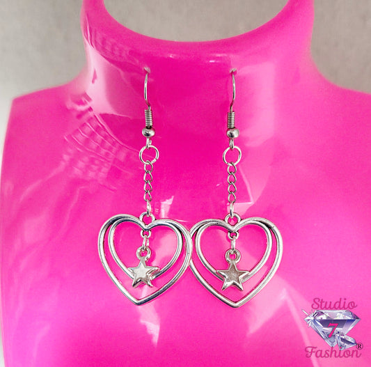 Galaxy Heart Drop Earrings