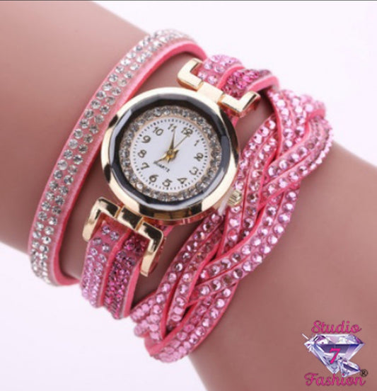 Multilayer Woven Watch Pink