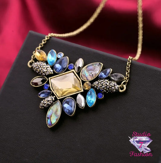 Fabulous Multicolor Rhinestone Triangle Necklace