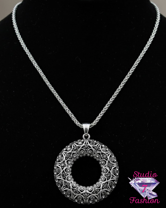 Ebony Rhinestone Statement Necklace