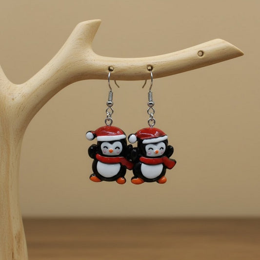 Cute Christmas Penguin Necklace Earrings Set