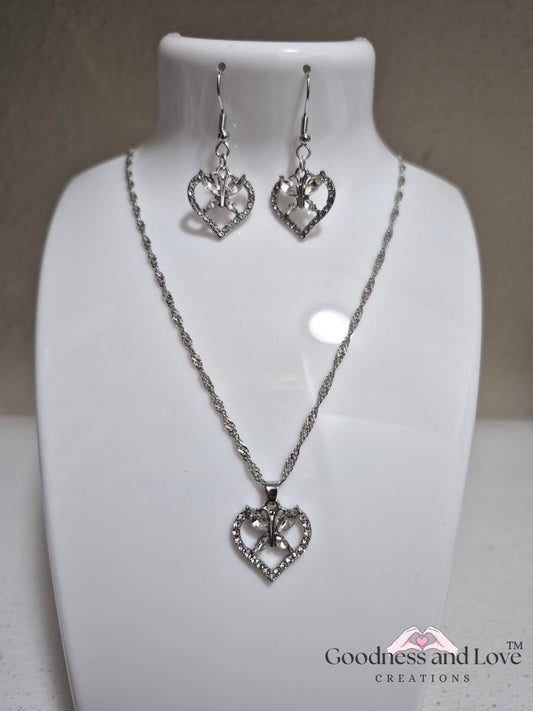Fluttering Love Necklace Earring Set
